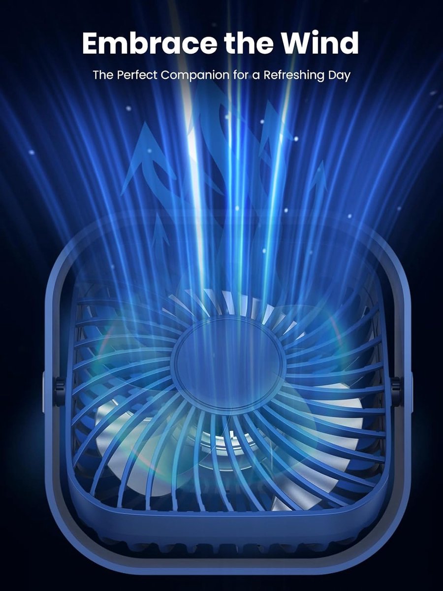 Mini ventilator - Ventilator USB – Bureau Ventilator - Tafelventilator – Stille Ventilator – Bed Ventilator- Aircooler - 360º